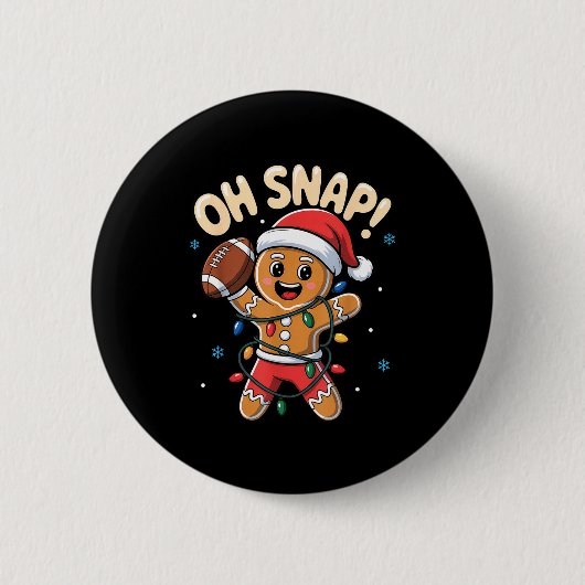 Badge Rond 5 Cm Oh Snap Gingerbread Man Christmas Football Kids Bo (Devant)