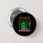 Badge Rond 5 Cm Oh This Calls For A Spreadsheet Christmas Sweater (Devant & derrière)