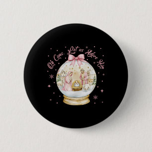 Badge Rond 5 Cm Oh Venez Admirez-Le Scène De La Nativité Snow Glob