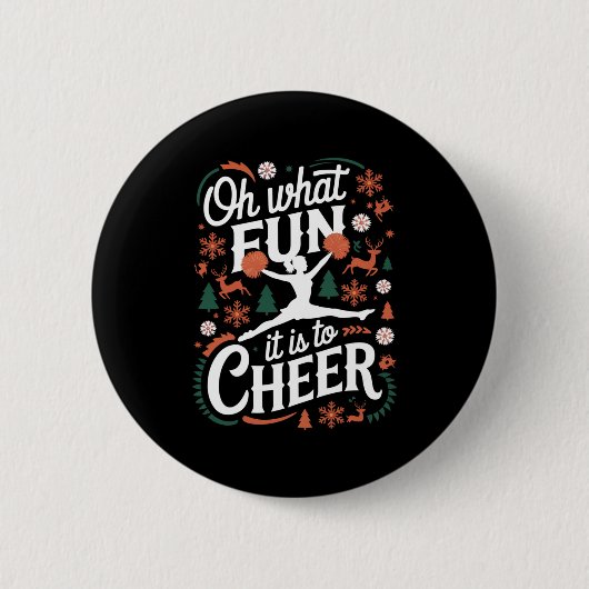 Badge Rond 5 Cm Oh What Fun It Is To Cheer Ugly Cheerleading Xmas (Devant)