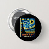 Badge Rond 5 Cm Ohio Total Solar Eclipse 2024 Starry Night Van Gog (Devant & derrière)