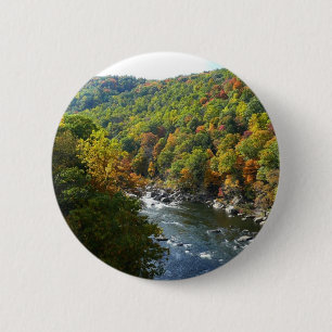 Badge Rond 5 Cm Ohiopyle River à l'automne II Pennsylvanie Automne