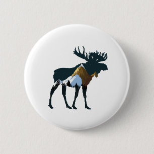 Badge Rond 5 Cm Oie de la forêt nocturne