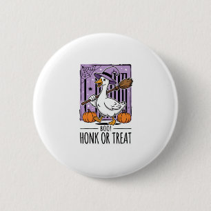 Badge Rond 5 Cm Oie de sorcière de Honk ou Treat Halloween
