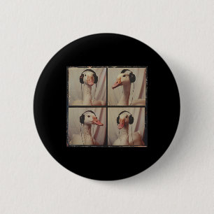 Badge Rond 5 Cm Oie Écouter La Musique Autiste Oie Lover Auti