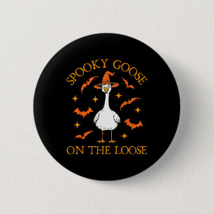 Badge Rond 5 Cm Oie éffrayante Sur La Sorcière De Miel D'Halloween