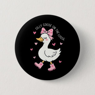 Badge Rond 5 Cm Oie Silly de la Saint-Valentin en liberté Coquette