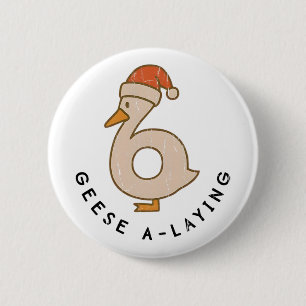 Badge Rond 5 Cm Oies qui pondent, Oie de Noël drôle, Tapis pour co