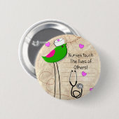 Badge Rond 5 Cm Oiseau Artsy d'infirmière (Devant & derrière)