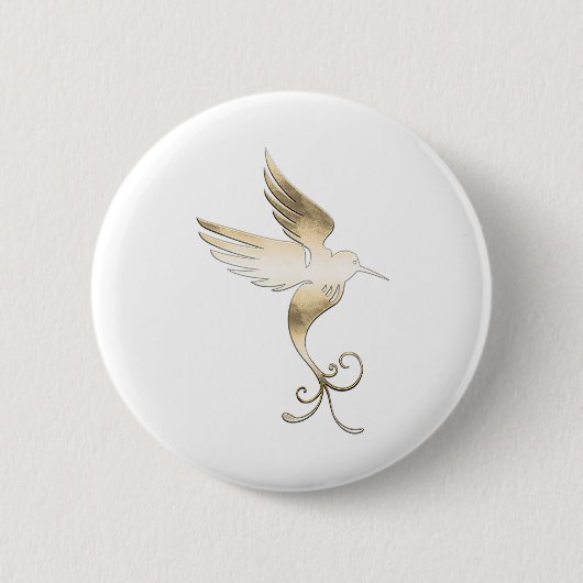 Badge Rond 5 Cm Oiseau blanc doré (Devant)