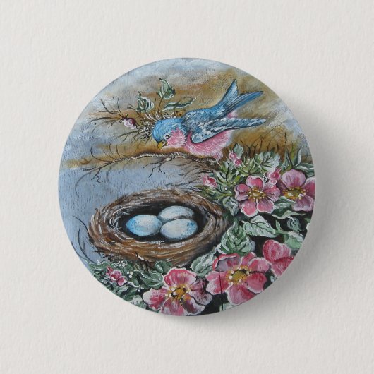 Badge Rond 5 Cm Oiseau bleu (Devant)