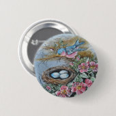 Badge Rond 5 Cm Oiseau bleu (Devant & derrière)