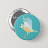 Badge Rond 5 Cm oiseau (bleu) (Devant & derrière)