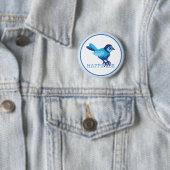 Badge Rond 5 Cm Oiseau bleu de bonheur (En situation)