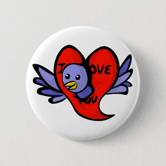 Badge Rond 5 Cm Oiseau bleu de bouton de jour de Valentines (Devant)