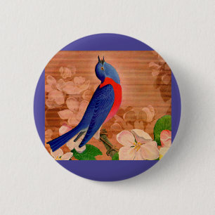 Badge Rond 5 Cm oiseau bleu du bonheur