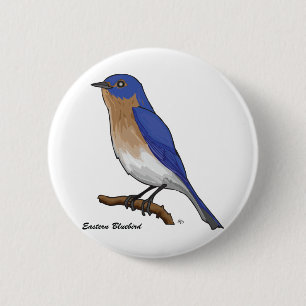 BADGE ROND 5 CM OISEAU BLEU ORIENTAL