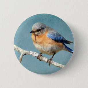 Badge Rond 5 Cm Oiseau bleu oriental