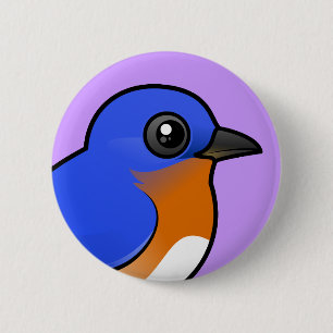 Badge Rond 5 Cm Oiseau bleu oriental mignon