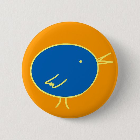 Badge Rond 5 Cm Oiseau bleu sur l'orange (Devant)