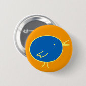 Badge Rond 5 Cm Oiseau bleu sur l'orange (Devant & derrière)