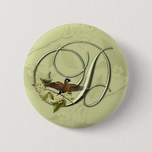 Badge Rond 5 Cm Oiseau chanteur D initial (Devant)