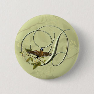 Badge Rond 5 Cm Oiseau chanteur D initial