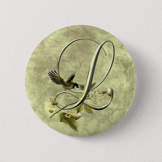 Badge Rond 5 Cm Oiseau chanteur L initial (Devant)