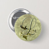 Badge Rond 5 Cm Oiseau chanteur L initial (Devant & derrière)