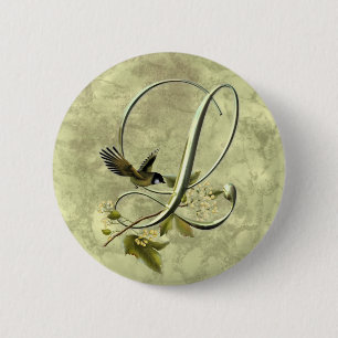 Badge Rond 5 Cm Oiseau chanteur L initial