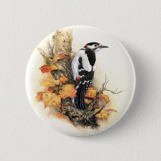 Badge Rond 5 Cm Oiseau d'automne (Devant)