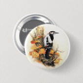 Badge Rond 5 Cm Oiseau d'automne (Devant & derrière)