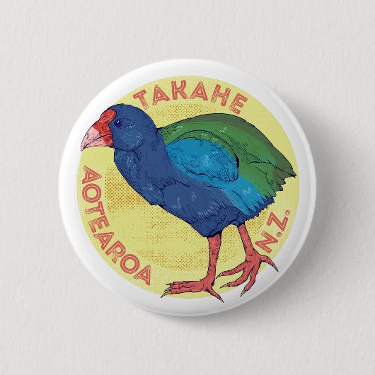 Badge Rond 5 Cm Oiseau de Takahe NZ (Devant)
