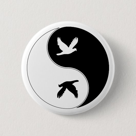 Badge Rond 5 Cm Oiseau de Yin Yang (Devant)