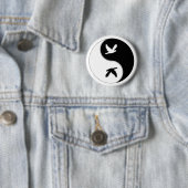 Badge Rond 5 Cm Oiseau de Yin Yang (En situation)