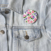 Badge Rond 5 Cm Oiseau et fleurs (En situation)