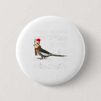Badge Rond 5 Cm Oiseau Joyeux Ornement de Noël Cockatiel