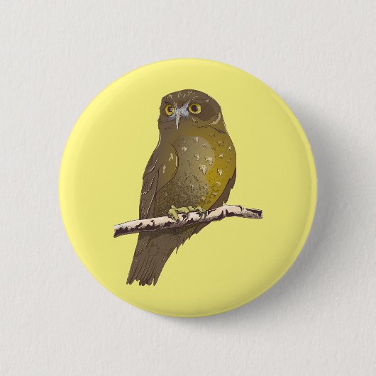 Badge Rond 5 Cm Oiseau Morepork RURU NZ (Devant)