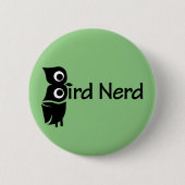 Badge Rond 5 Cm Oiseau Nerd Chouette verte (Devant)
