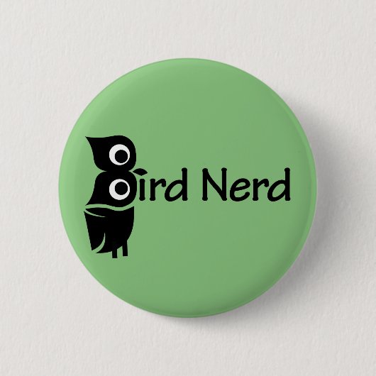 Badge Rond 5 Cm Oiseau Nerd Chouette verte (Devant)