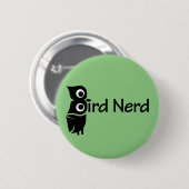Badge Rond 5 Cm Oiseau Nerd Chouette verte (Devant & derrière)