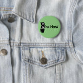 Badge Rond 5 Cm Oiseau Nerd Chouette verte (En situation)