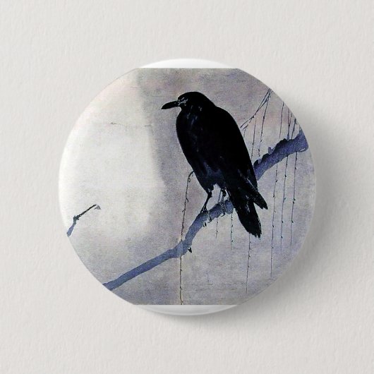 Badge Rond 5 Cm Oiseau noir de Raven (Devant)