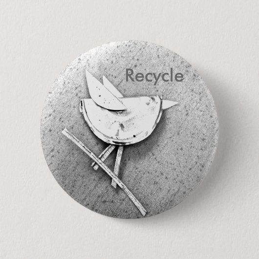 Badge Rond 5 Cm Oiseau Recyclé (Devant)