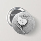 Badge Rond 5 Cm Oiseau Recyclé (Devant & derrière)