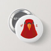 Badge Rond 5 Cm Oiseau rouge "GUMI" (Devant & derrière)
