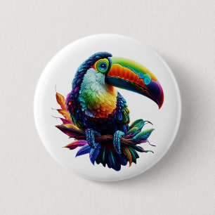 Badge Rond 5 Cm Oiseau Toucan - Art de la nature tropicale