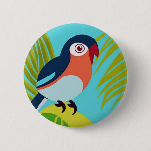 Badge Rond 5 Cm Oiseau tropical