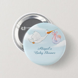 Badge Rond 5 Cm Oiseaux adorables transportant des filles Baby sho