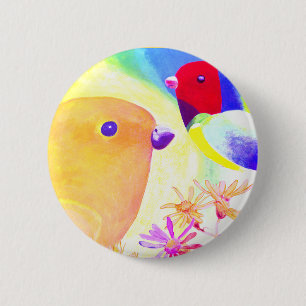 Badge Rond 5 Cm Oiseaux brillants Tie-Dye
